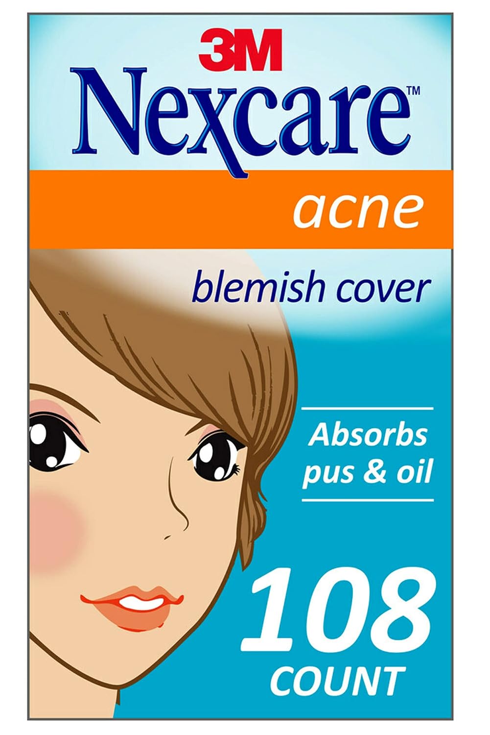 Nexcare Acne Cover, Skin Cover Absorbs Pus and Oil From Clogged Pores, Suitable Skincare for Most Skin Types - 108 Acne Covers