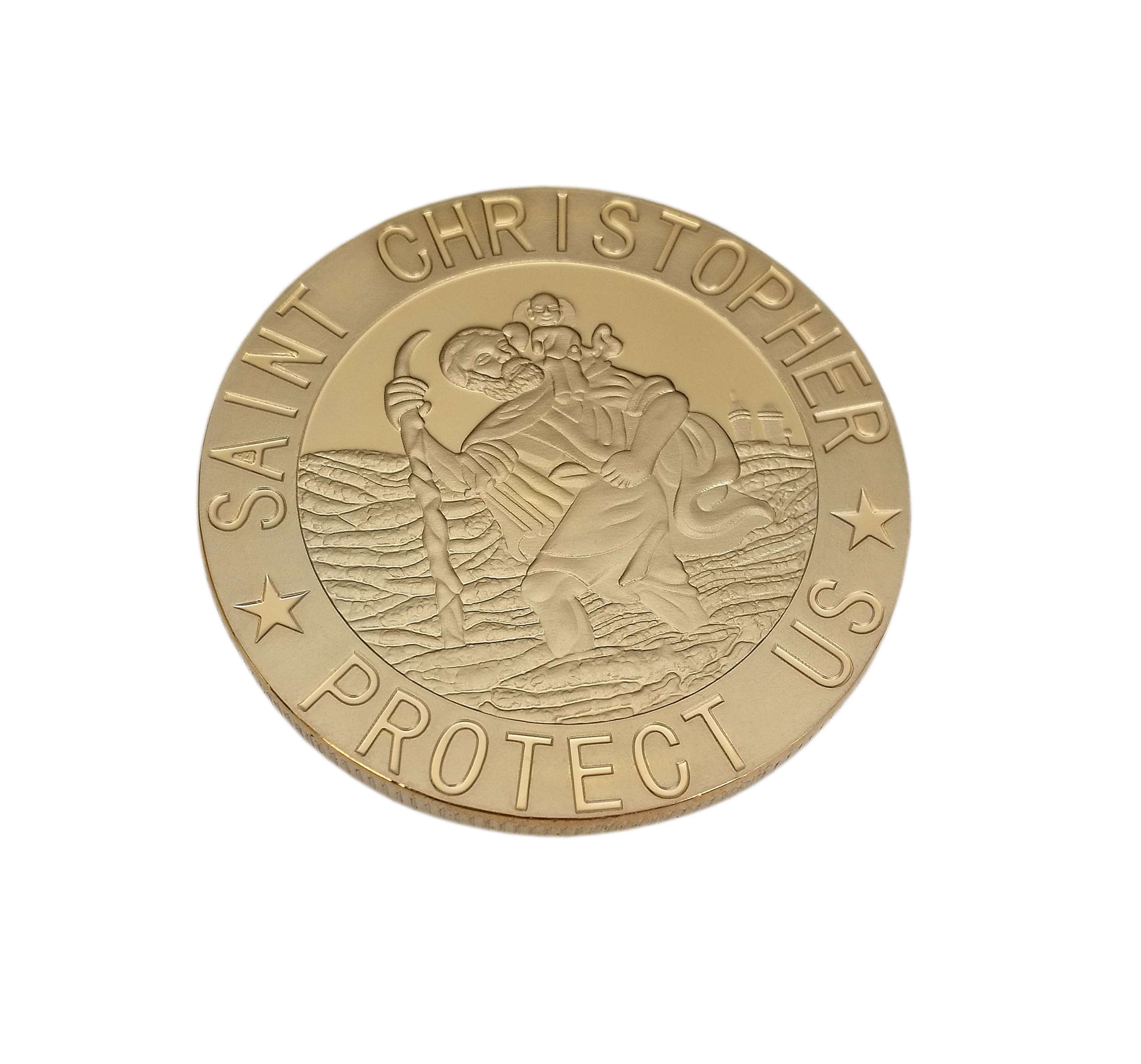 Eillwin Gold-Tone Saint Christopher Religious Commemorative Coin, Travelers Keepsake