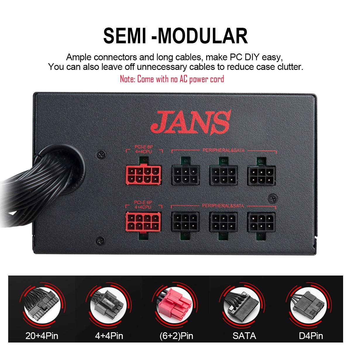 GOLDEN FIELD 550W Semi Modular Power Supply Unit, 80+ Bronze ATX PC