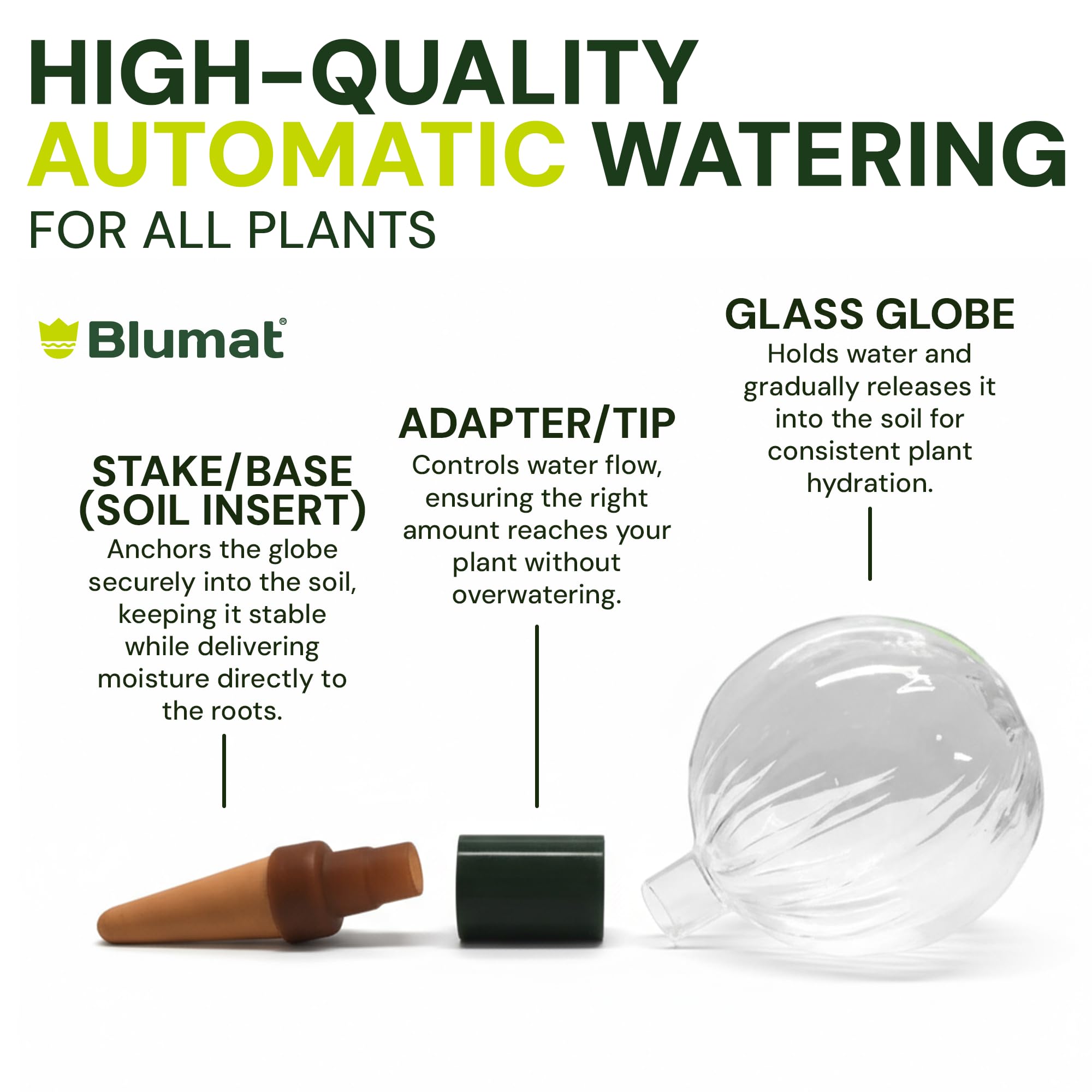 Blumat Globes d'arrosage automatique pour plantes d'intérieur en verre, irrigation goutte à goutte automatique pour plantes d'intérieur, plantes suspendues, plantes d'intérieur, accessoires de jardin,
