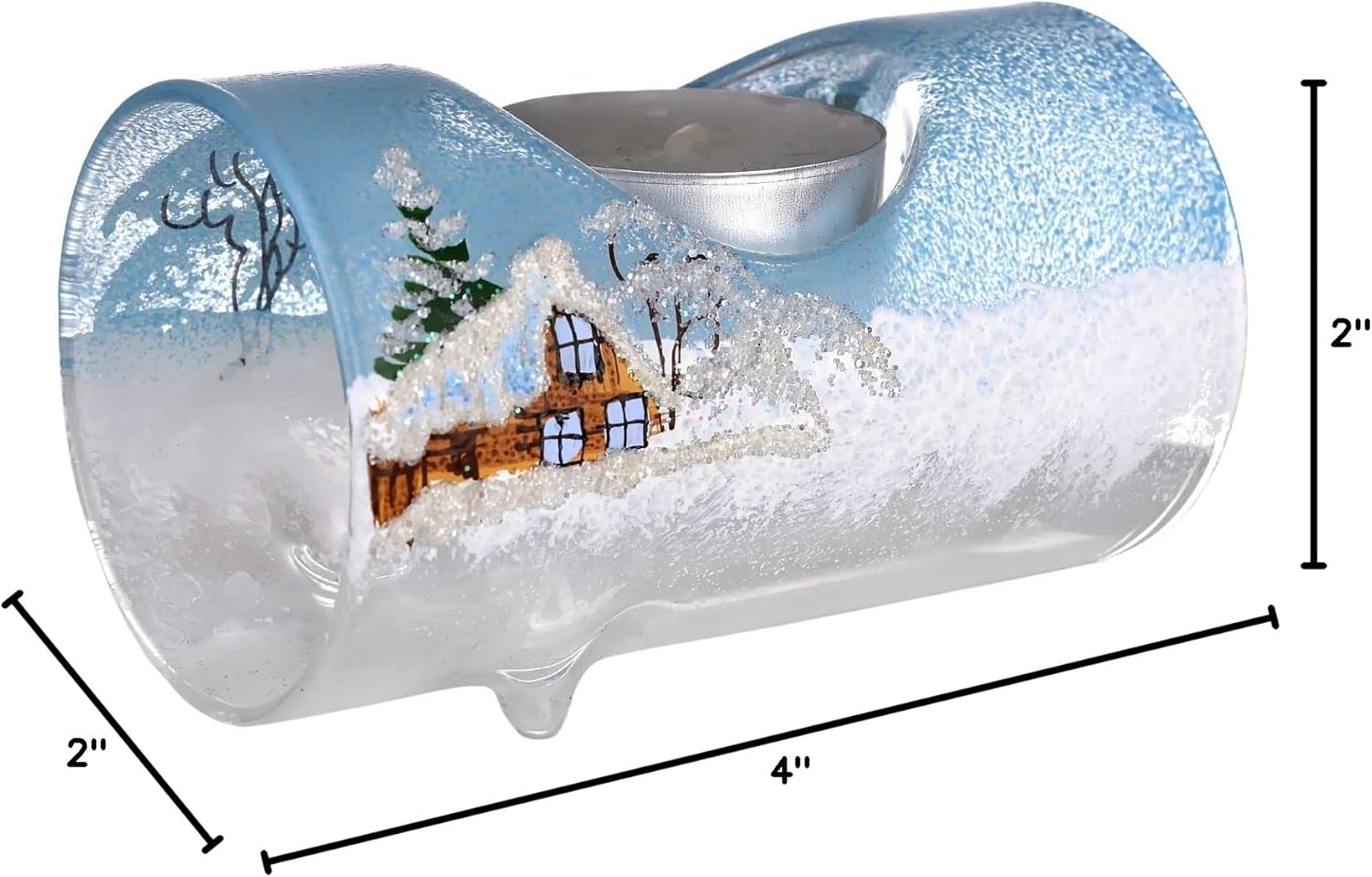 Hand Blown Glass Christmas Candle Holder