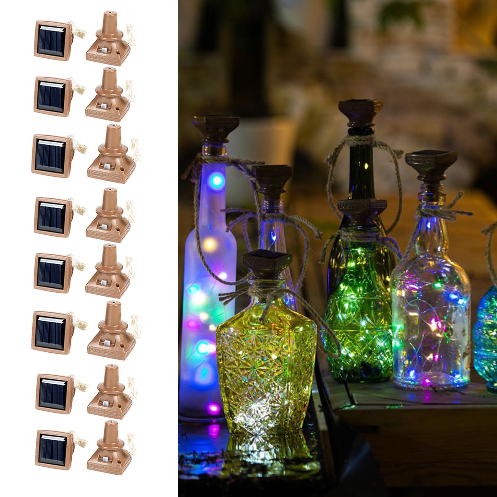 CHSUFBTY Solar Wine Bottle Lights 12 Pack 20LED Outdoor Waterproof Multicolor Fairy Light String, Suitable for Most Wine Bottle Mouths, for Garden, Terrace, Party Decoration(Yellow,16pcs)