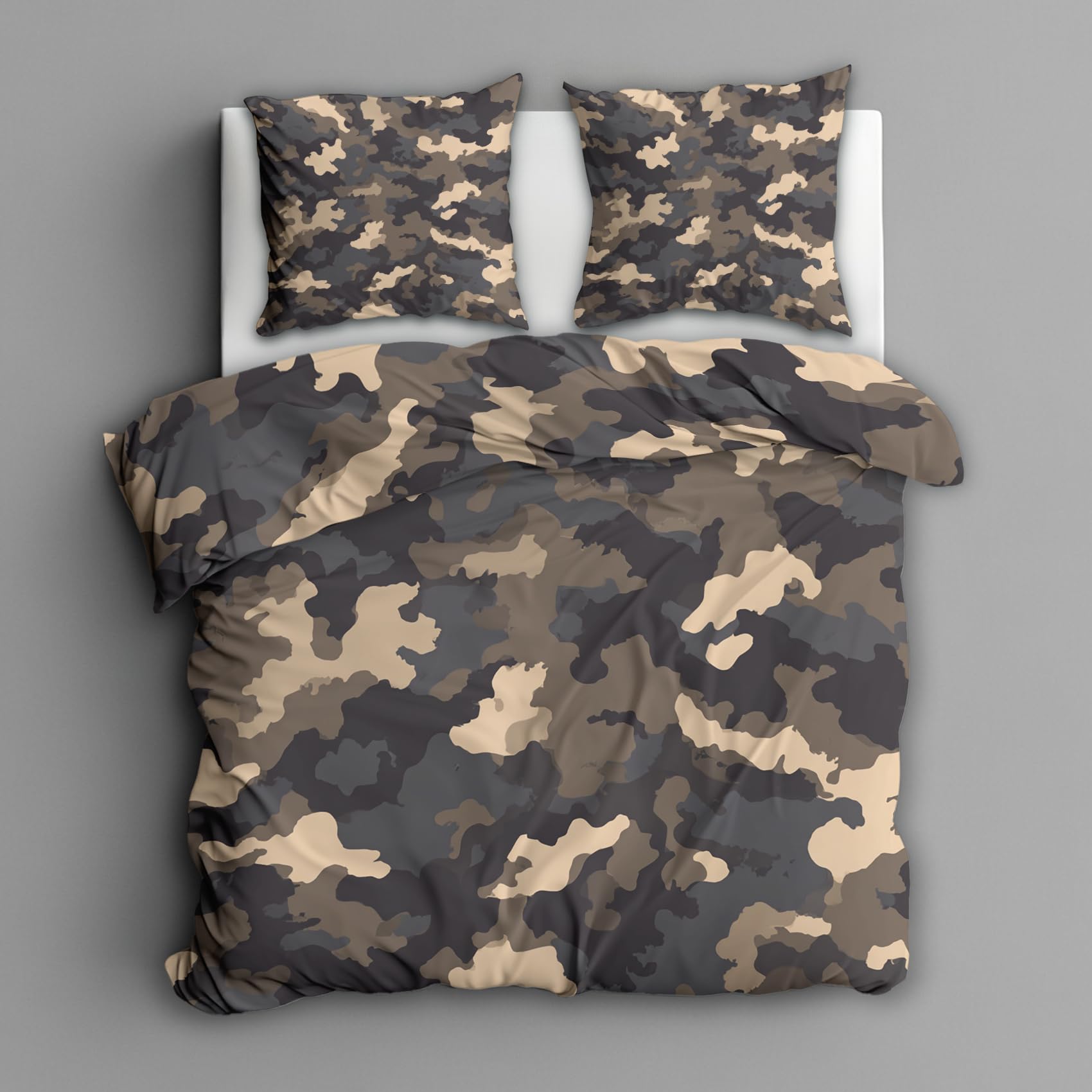 Generisch Tarnmuster Bettwäsche 140x200 2tlg, Schlafzimmer Deko Bettbezug und 1 Kissenbezug 70x90, Kinder Armee Tarnmuster Deckenbezug mit Reißverschluss, Weich Mikrofaser YAG3-18
