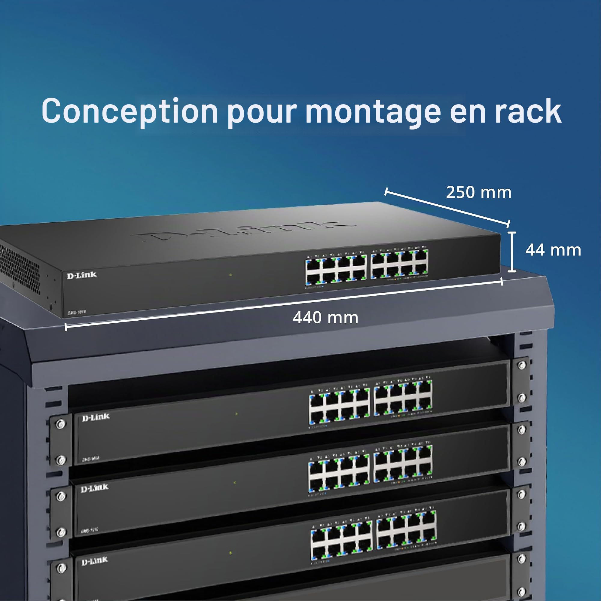 D-Link DMS-1016 Switch Ethernet Non Géré 16 Ports 2.5G | sans Ventilateur, Boîtier Métallique, Plug & Play, Écoénergétique | Idéal pour Soho, Wi-FI 6 / Wi-FI 7 et IPTV