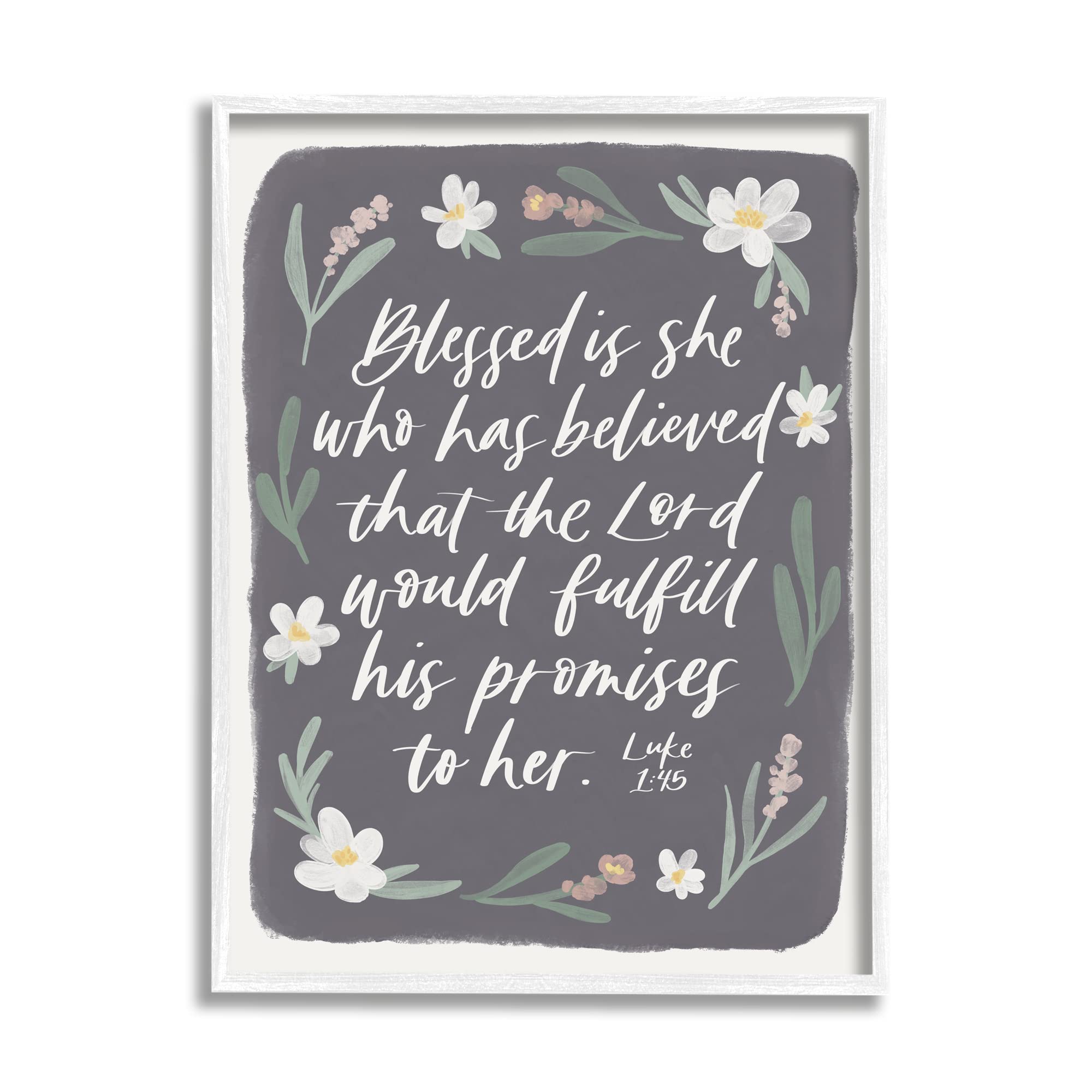 Stupell Industries Floral Religious Verse Calligraphy Script Botanical Border, Design by Amanda Houston