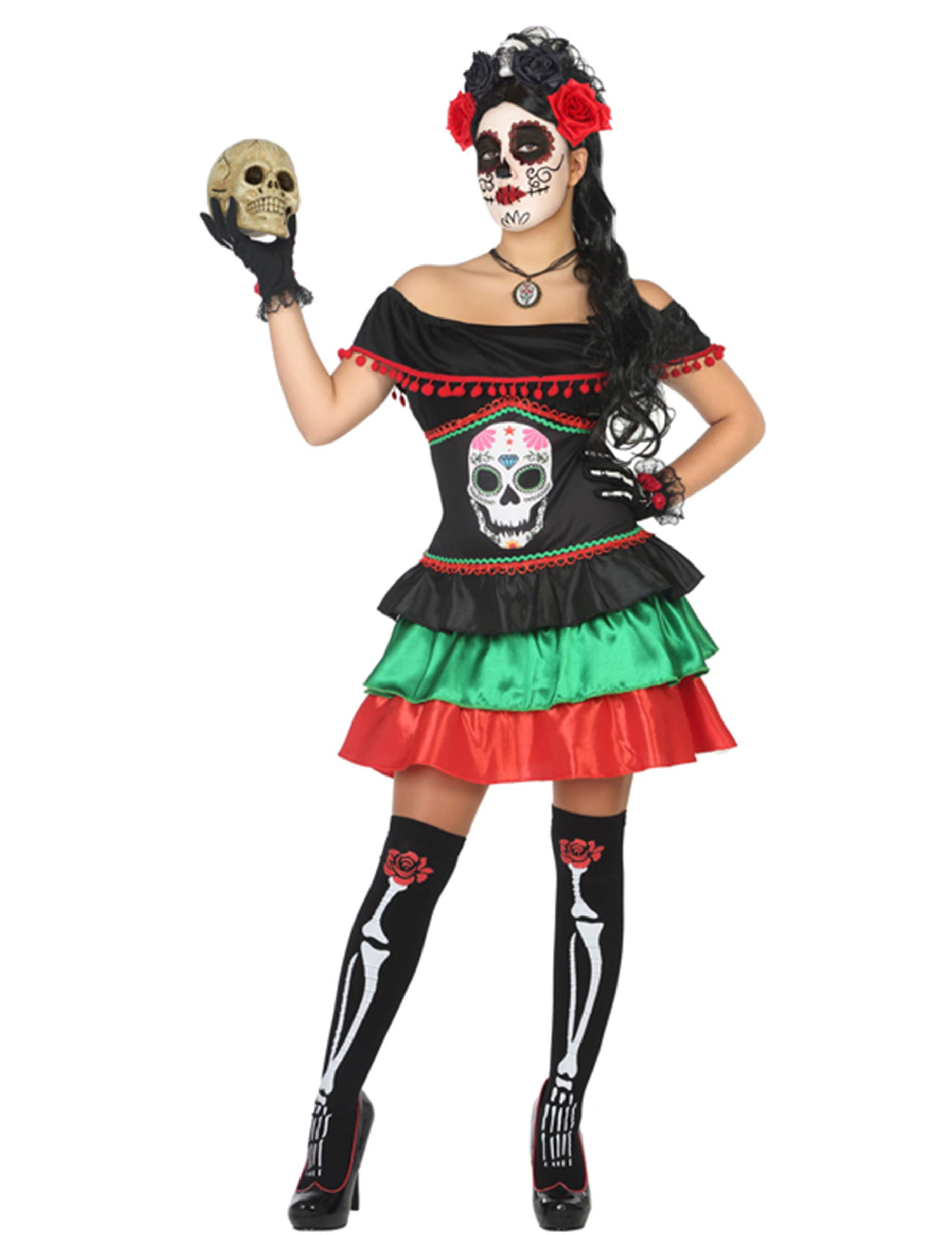 Atosa Disfraz Esqueleto Mexicano Mujer Adulto Catrina XXL