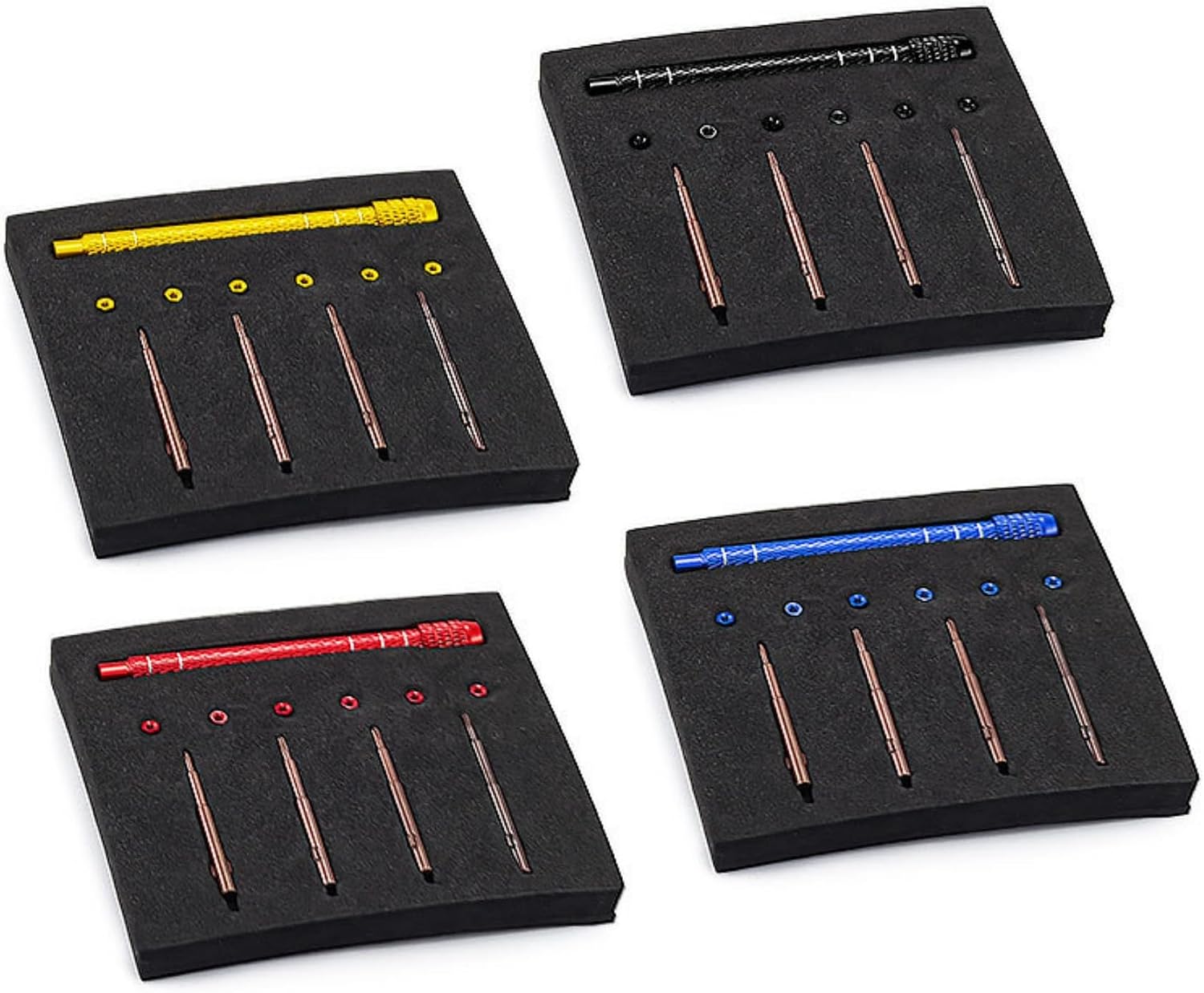 1/30 RC Screwdrivers Set H1.3 Hex T4 Plum Phillips 1.5mm 2.0mm Precision Bits With M2 Nuts Screw Driver Repair Tool Kit For 1:30 1:32 Crawler Car Axial SCX30 0.7" Tires Wheels (Black)