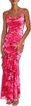 PRETTYGARDEN Maxi Dresses for Women 2026 Summer Tiered Floral Beach Sundress Spaghetti Strap Wedding Guest Long Dress