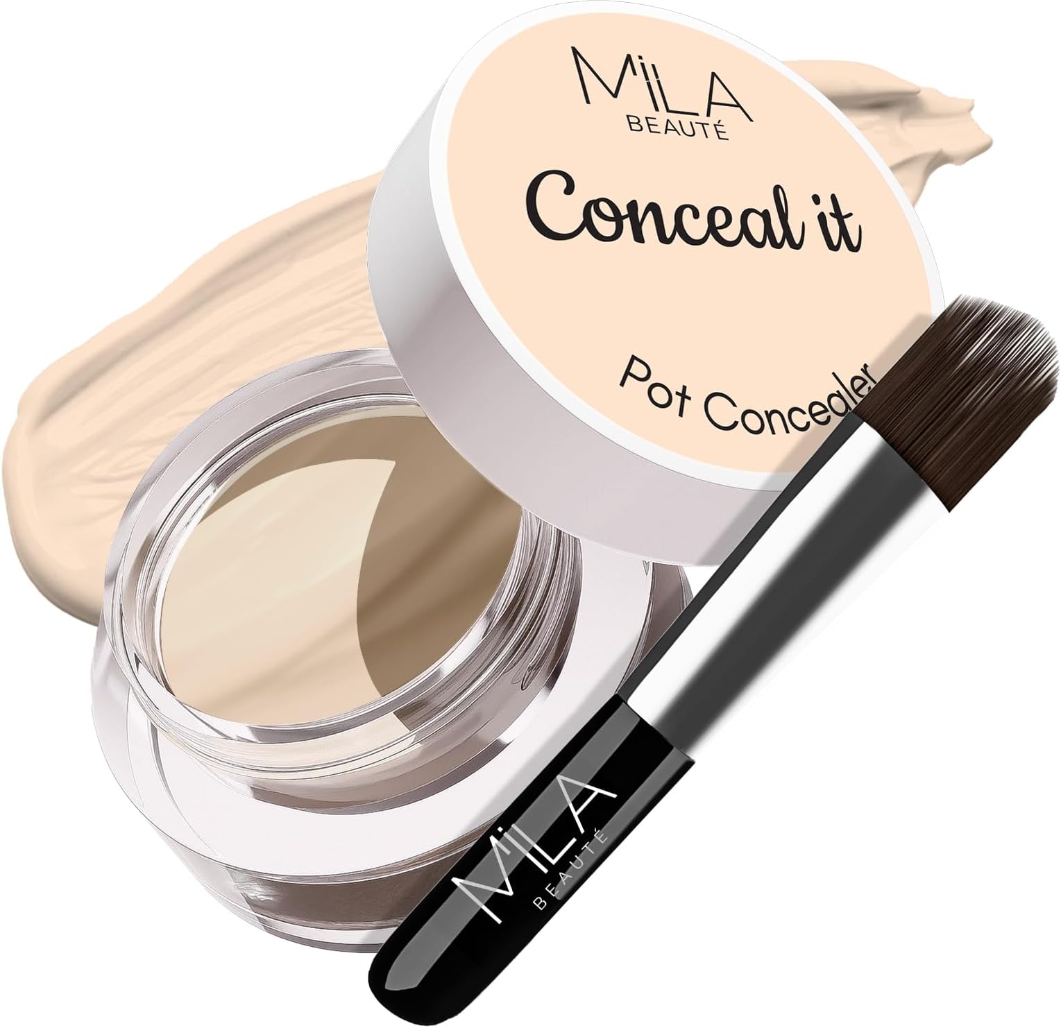 Mila Beauté Conceal It Pot Concealerwith Brush | Enriched With SPF 15 and Vitamin E | Light Weight Concealer | Long Lasting Coverage | Natural Matte Finish | Covers All Skin Concerns | Easily Blendable Concealer For Face Makeup (Light Ivory)