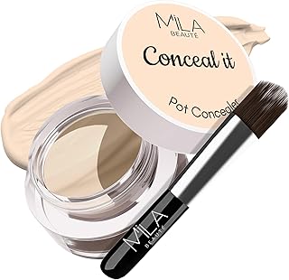 Conceal It Pot Concealerwith Brush | Enriched With SPF 15 and Vitamin E | Light Weight Concealer | Long Lasting Coverage | Natural Matte Finish | Covers All Skin Concerns | Easily Blendable Concealer For Face Makeup (Light Ivory)