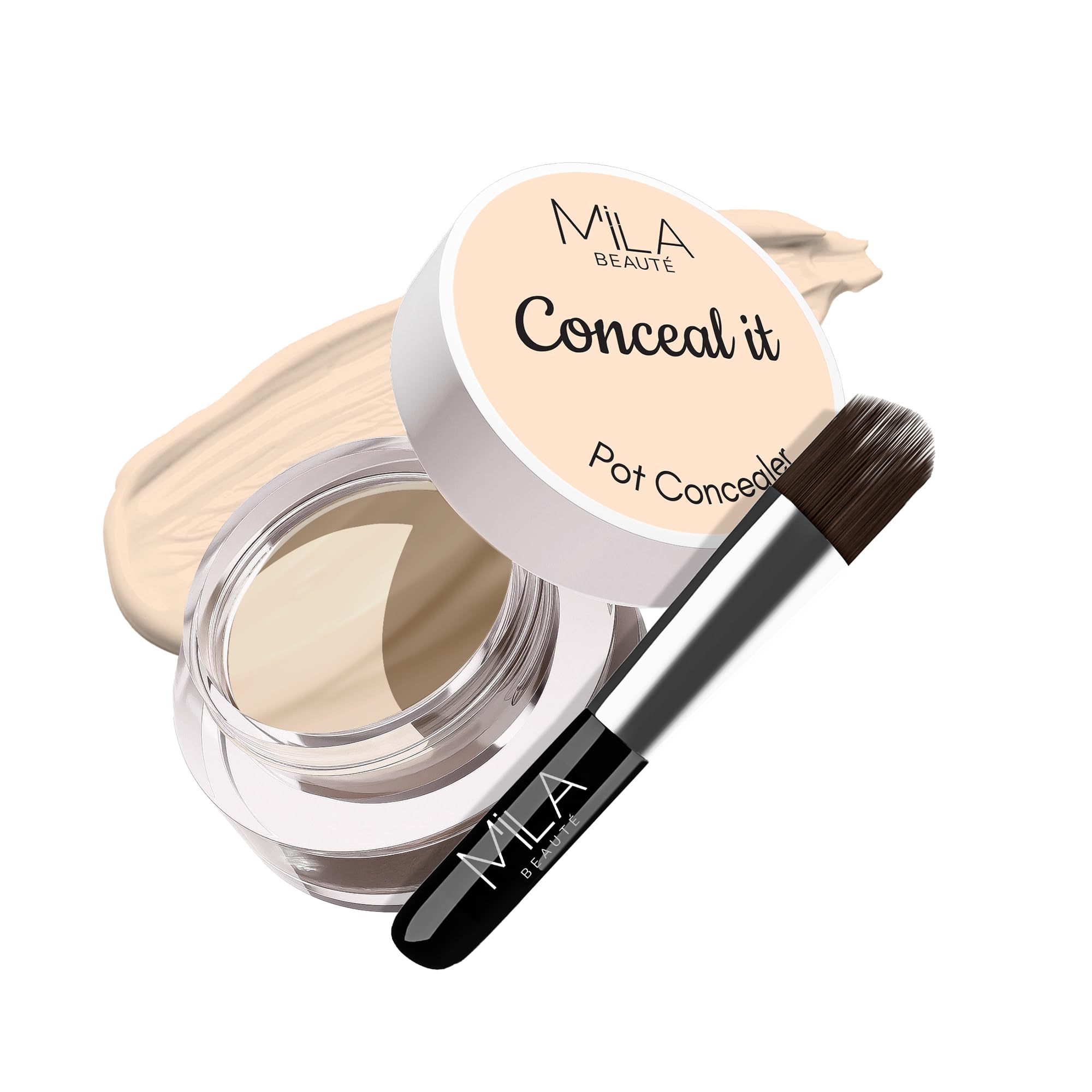 Conceal It Pot Concealerwith Brush | Enriched With SPF 15 and Vitamin E | Light Weight Concealer | Long Lasting Coverage | Natural Matte Finish | Covers All Skin Concerns | Easily Blendable Concealer For Face Makeup (Light Ivory)