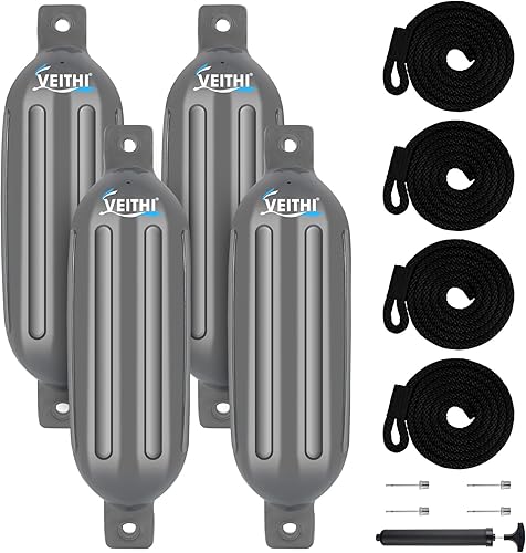 Miniatura 23 de Juego de 4 guardabarros para barco de 4.5/5.5/6.5/8.5/10/16 pulgadas, parachoques de vinilo con ojos gemelos acanalados, parachoques para barco