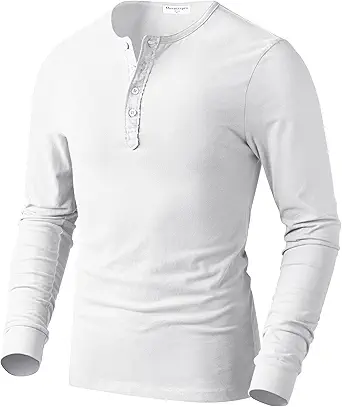 Derminpro Men's Henley Cotton Casual Short/Long Sleeve Lightweight Button T-Shirts
