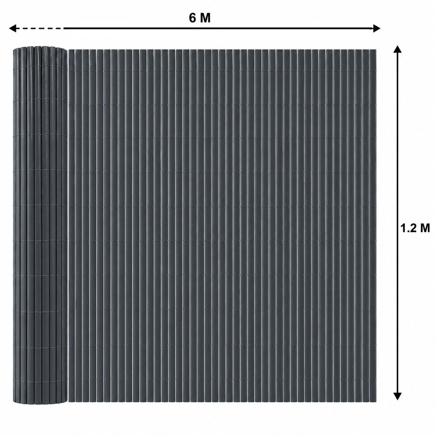 Toilinux.com Lot de 2 canisses Brise-Vue occultantes en PVC Gris - 1,2 M x 6 M (12 M au Total) | Occultation 95%