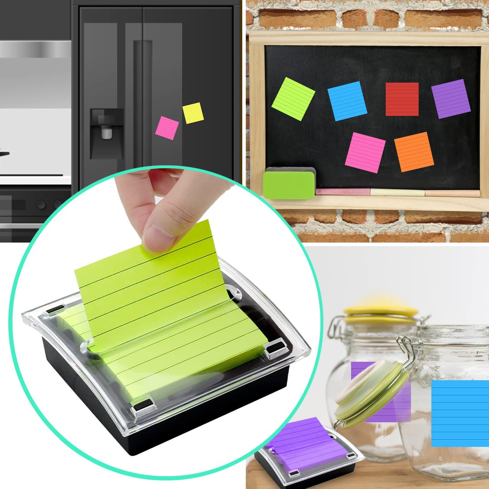 Organiseur de notes extensible en plastique transparent - Distributeur de notes adhésives pour organisation de bureau - 10,5 x 10 x 4 cm