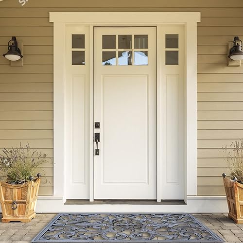Miniatura 6 de Tapete rectangular para puerta delantera, de hierro fundido, tapete de entrada de bienvenida, resistente y antideslizante, raspador de zapatos para