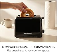 Vista 6 de Elite Gourmet ECT1027B - Tostadora Cool Touch con 6 ajustes de temperatura y ranuras extra anchas de 1.25 pulgadas para bagels, gofres, panes
