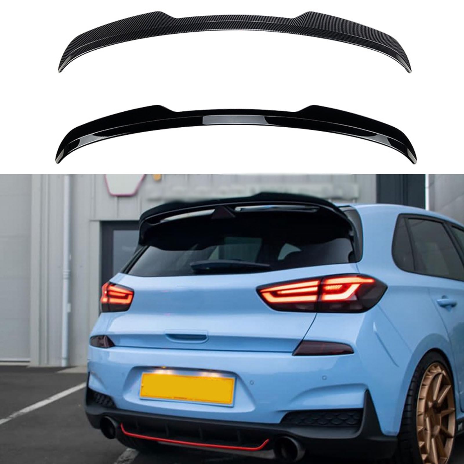 Coche Alerón Trasero para Hyundai i30N MK3 2017+, Maletero de Alerones Labio Techo Trasera ala Spoiler Antiarañazos, Accesorios Coche,Glossy Black