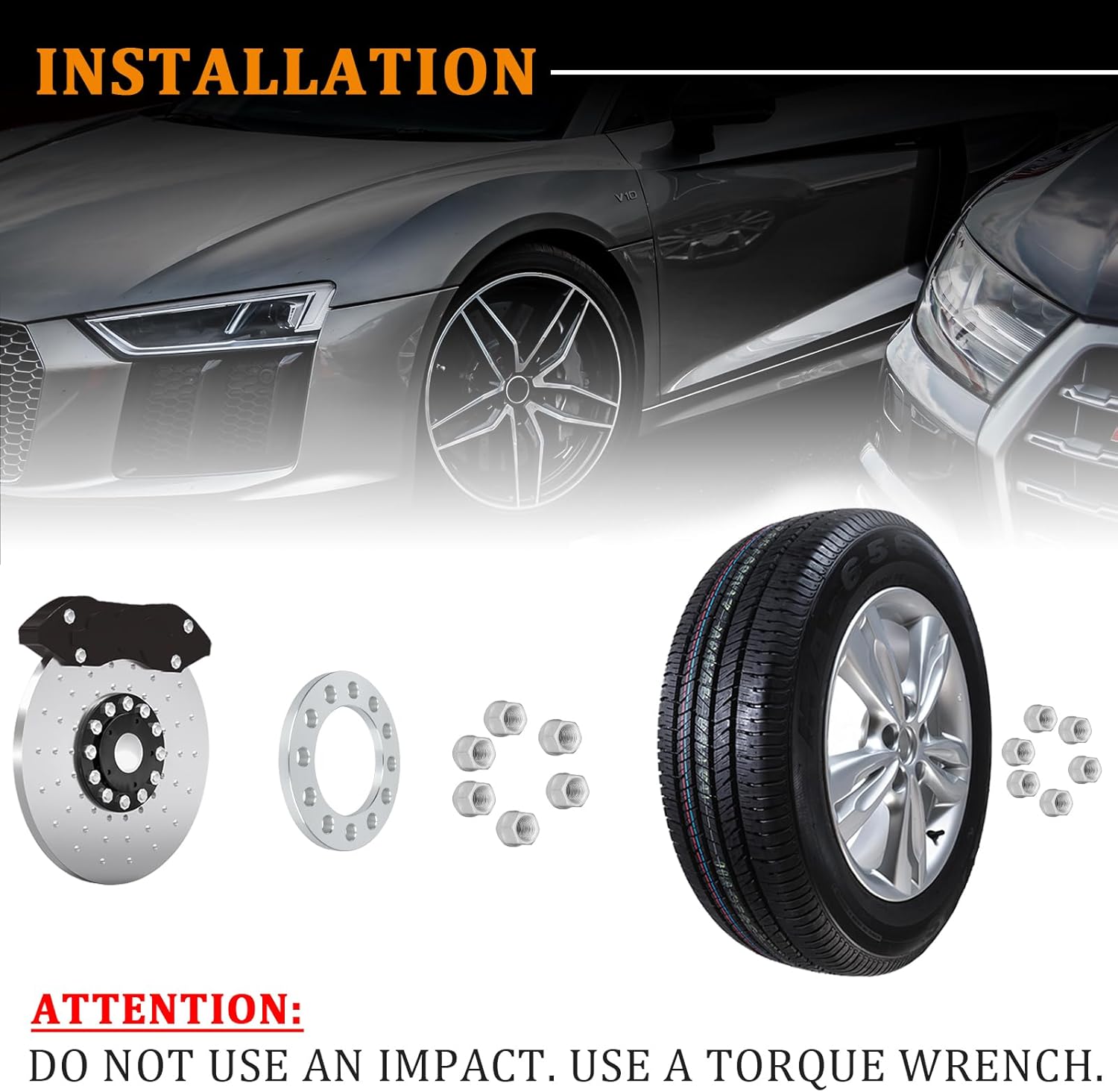 1/2" (12mm) 6x5.5 to 6x5.5 4PCS Wheel Spacers 108mm Inner Diameter for Chevy Silverado Avalanche Suburban Tahoe for GMC Sierra Savana Yukon for Cadillac Escalade