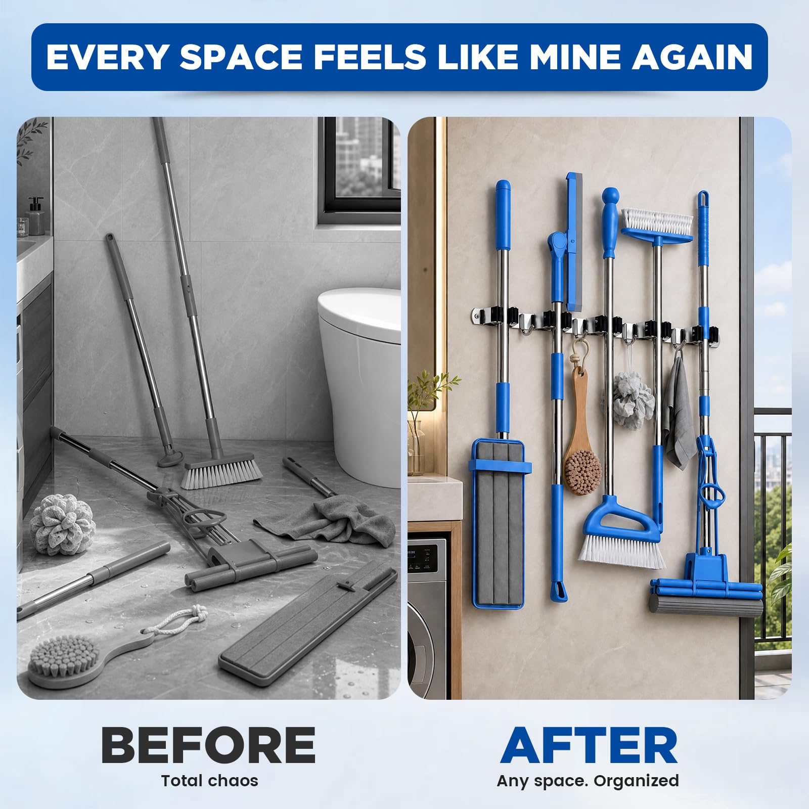 Broom & Mop Wall Mount - Organize Your Garage -6