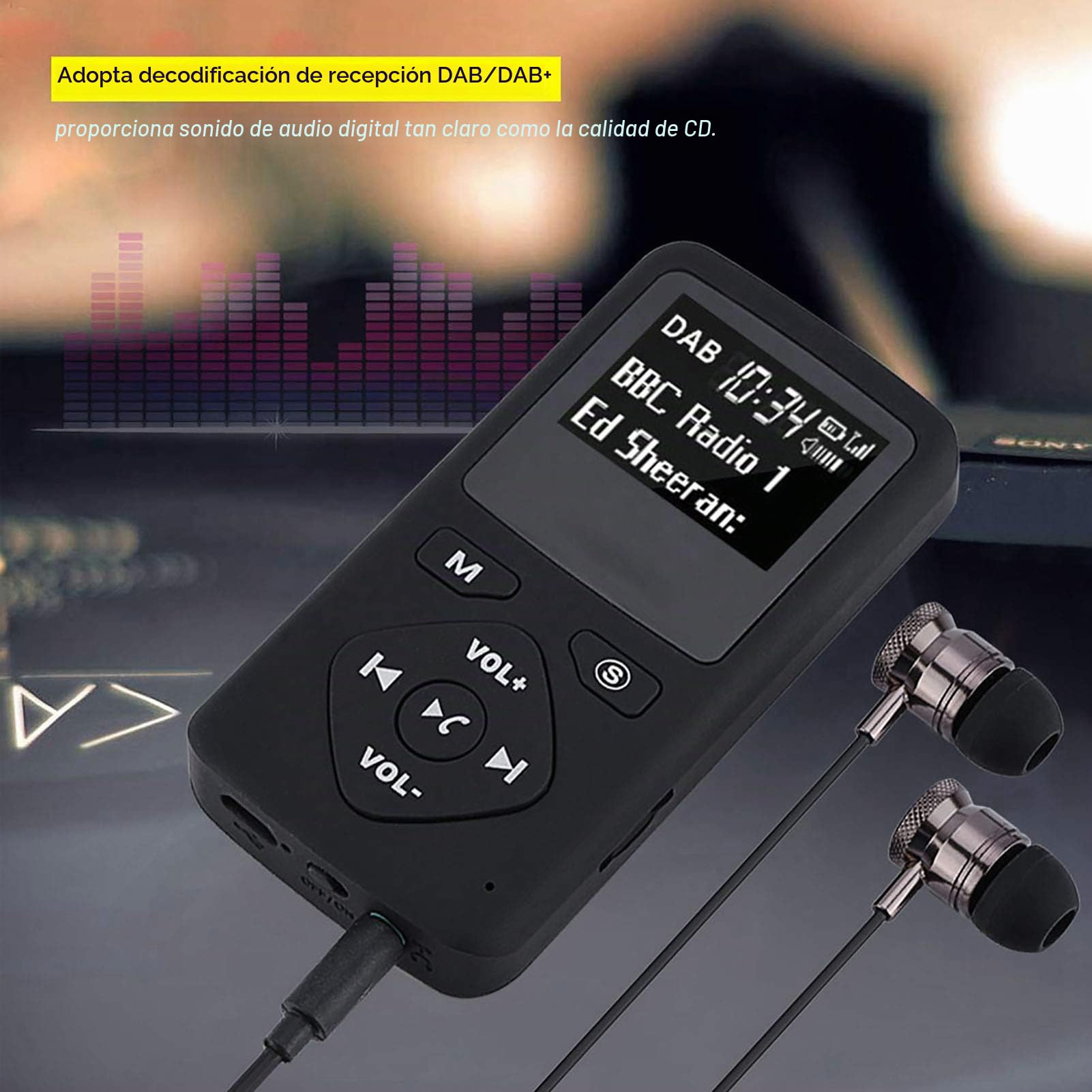 Vikye Radio Portátil, Dab/Dab+ Receptor de Radio Digital de Bolsillo Radio FM Pantalla LCD Radio Reproductor de MP3 Bluetooth, con Auricular