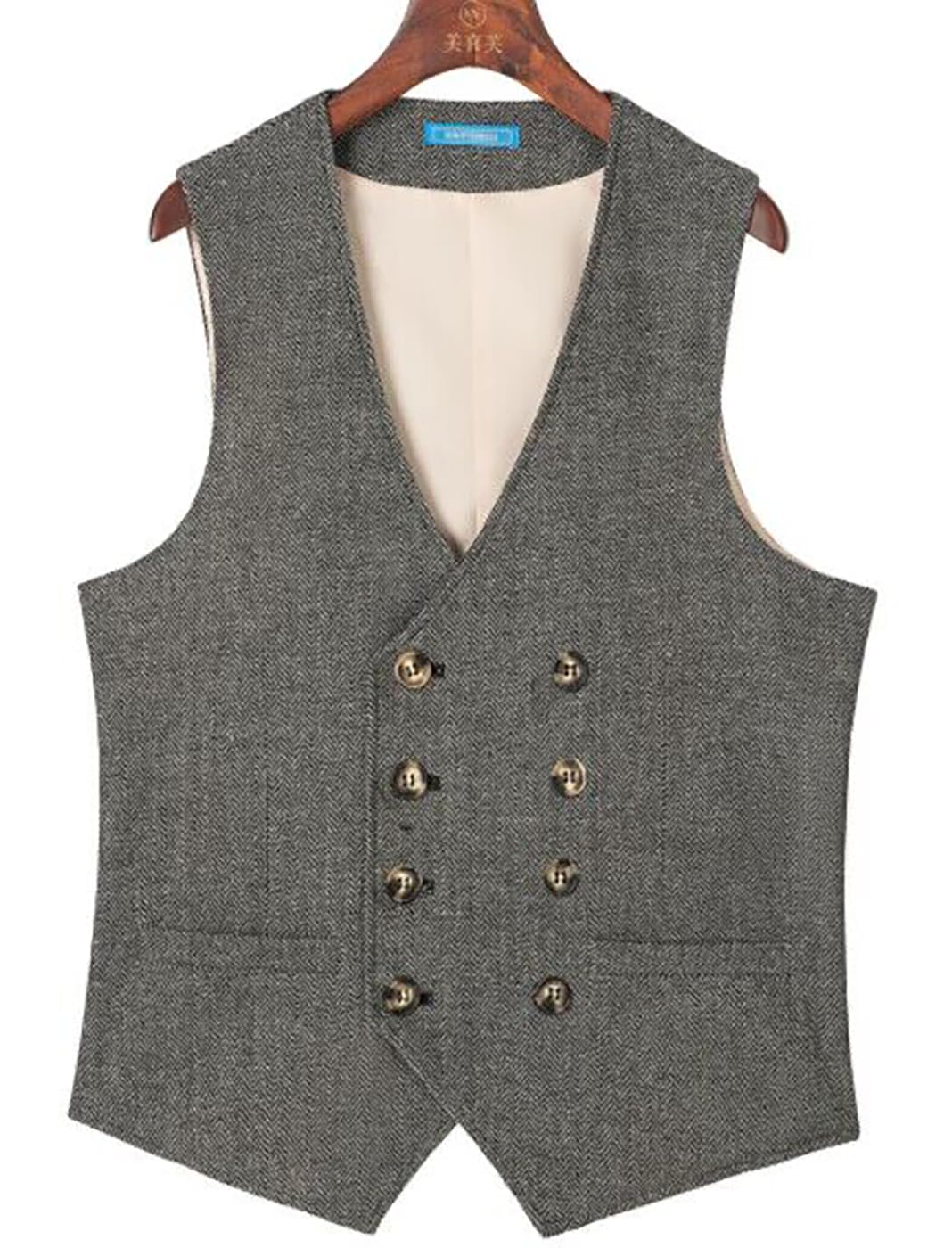 Solovedress Gilet de costume vintage en laine pour homme, coupe droite, gilet de costume pour mariage