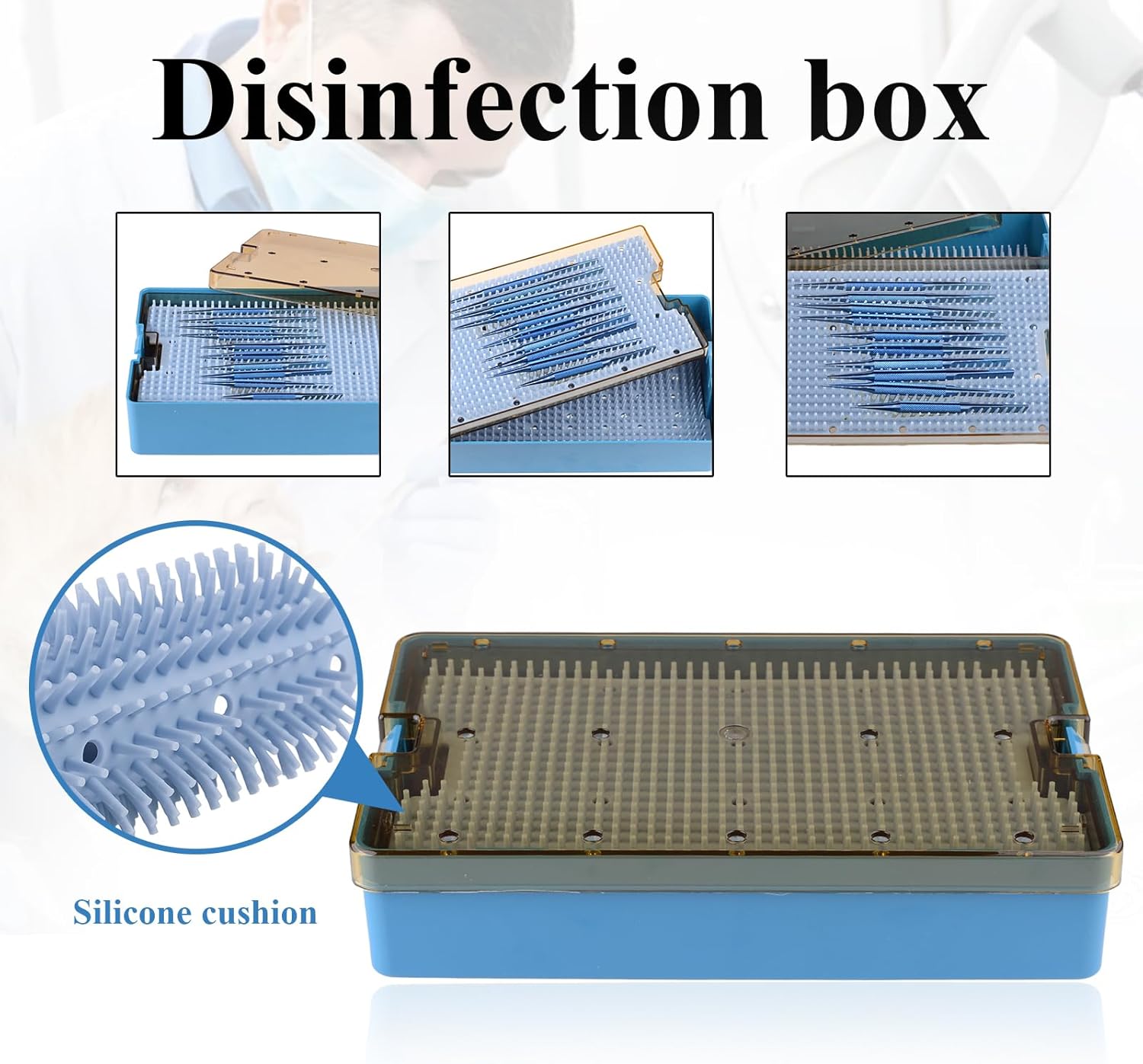 Double Layer Plastic Autoclavable Instruments Storage Box With Two Silicone Mats Sterilization Tray Case