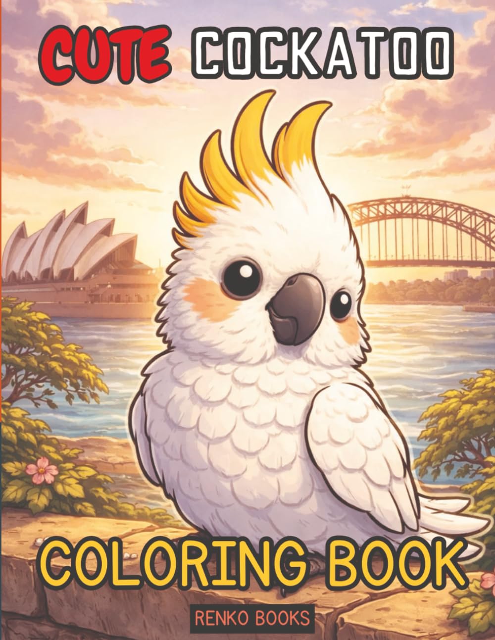 Cockatoo Coloring Book for Adults and Kids: Tropical Parrot Birds, Australian Wildlife, Relaxing and Mindful Coloring Pages, Stress Relief Art, Nature, Flowers, Feathers, Gifts for Bird Lovers
