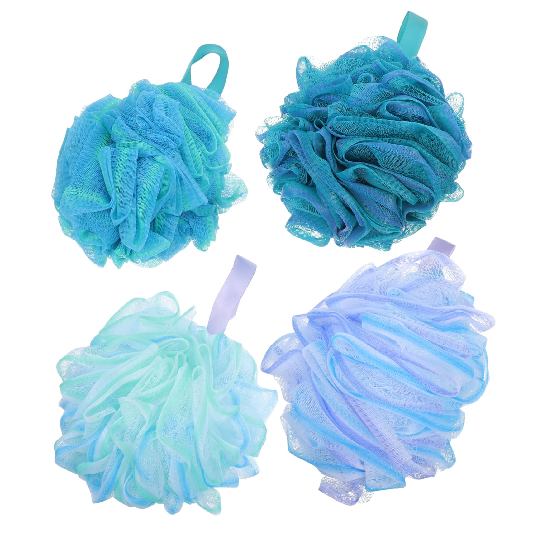 EPIGEIST 4pcs Body Scrubber Bath Ball Gentle Exfoliating Shower Poufs for Comfortable Cleaning Rich Scrubbing Travel Loofah Soft Pe Material for All Skin