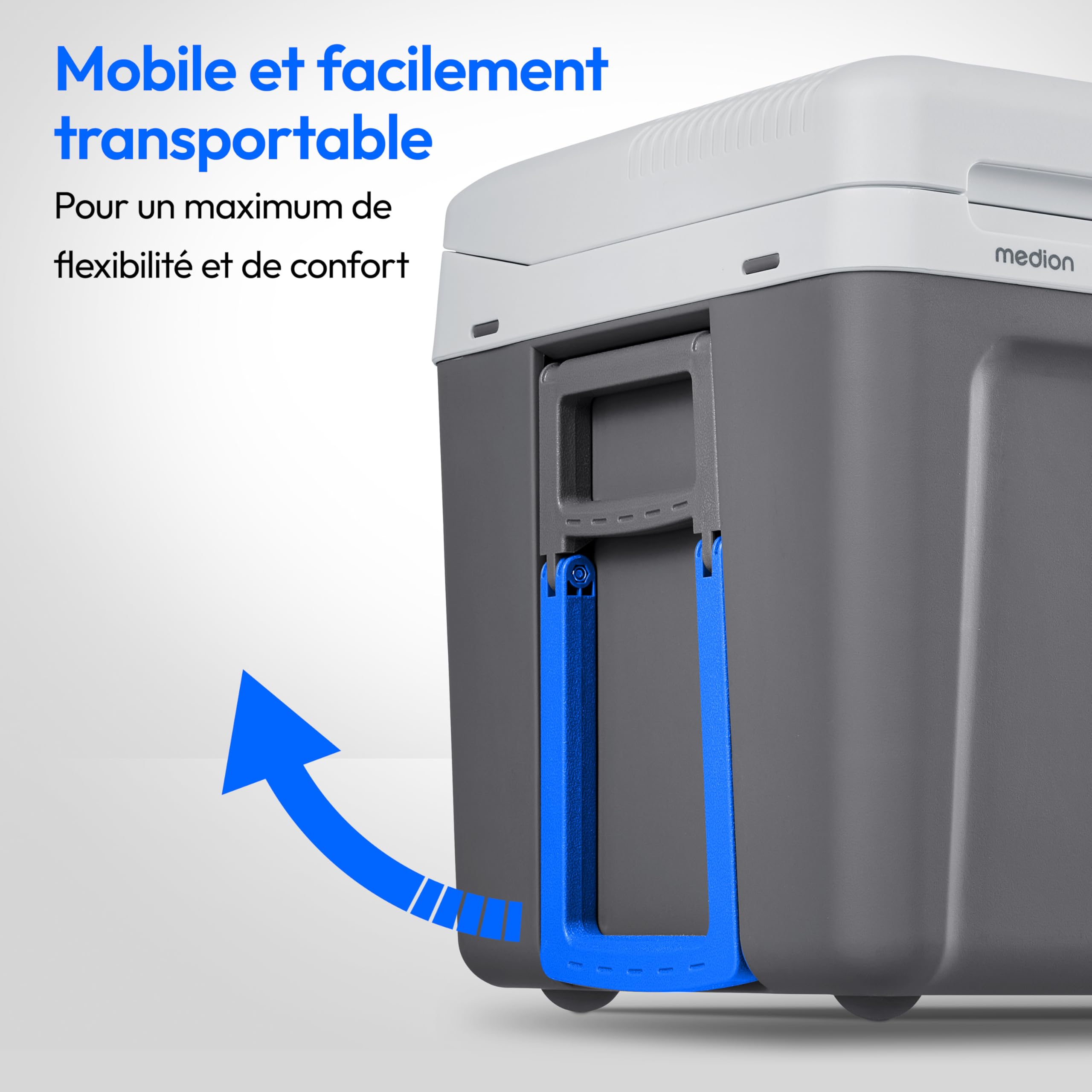 MEDION Glacière mobile avec fonction chauffage (électrique, 2 en 1 : refroidissement et chauffage, 40 litres, connexion 3 en 1 5 V USB, adaptateur 230 V et 12 V pour voiture, camping, vacances, jardin