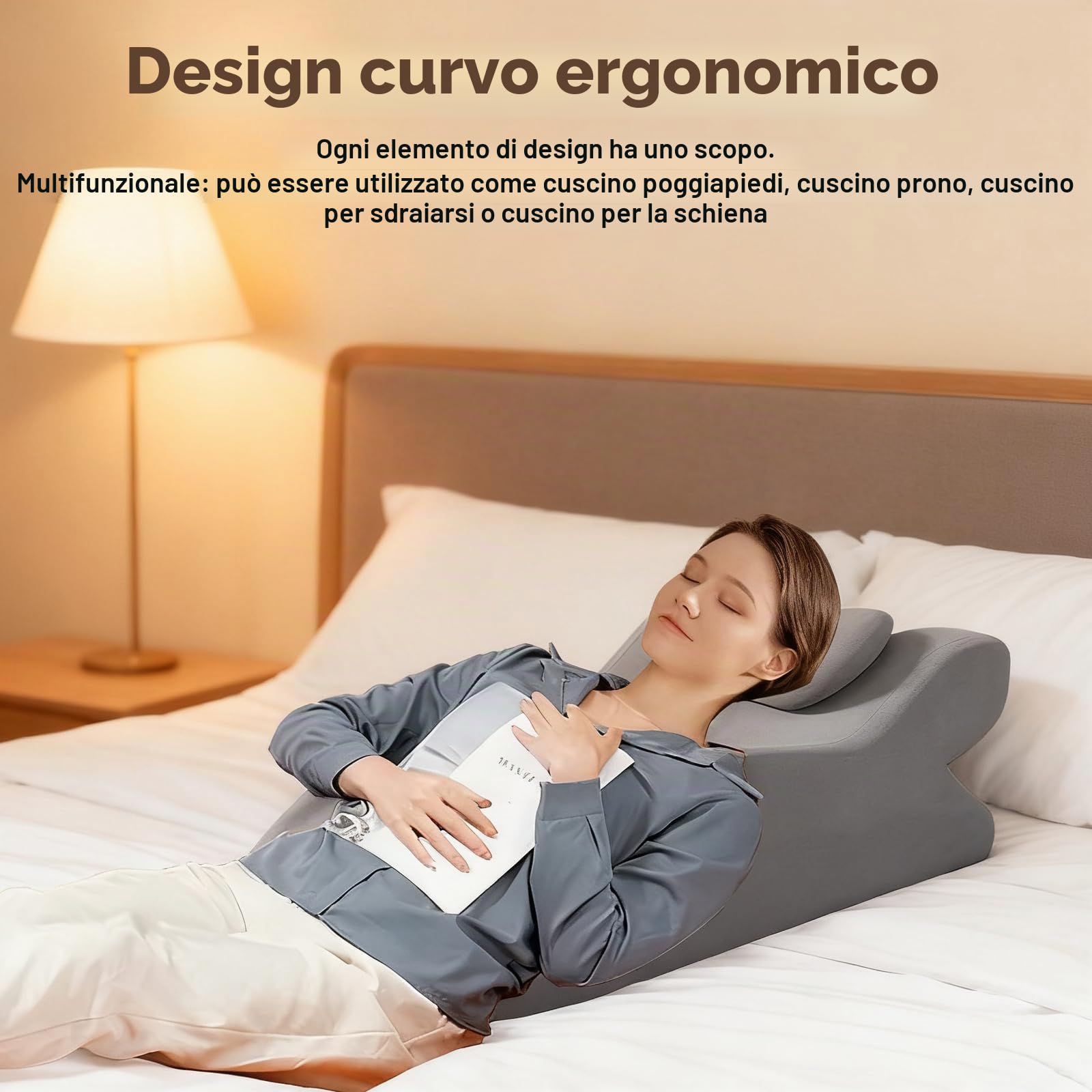 Cuscino per gambe rialzate: cuscino venoso con giacca traspirante e lavabile, cuscino ergonomico per gambe per riporre divano, letto, relax, tempo fuori e casa, grigio chiaro