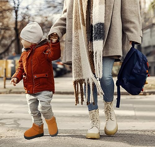 Miniatura 2 de DADAWEN Botas de nieve para niños y niñas pequeñas, impermeables, con forro de piel para exteriores, antideslizantes, cálidas