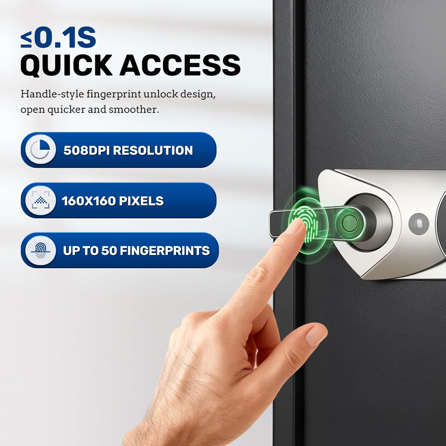 BlackSmith Biometric Safe Box 2.2 Cub Quick Access Home Security Safe with LCD Display Dual Alarm System Adjustable Shelves Wall Mount Lock Box for Home Office Hotel, Black - Image 2