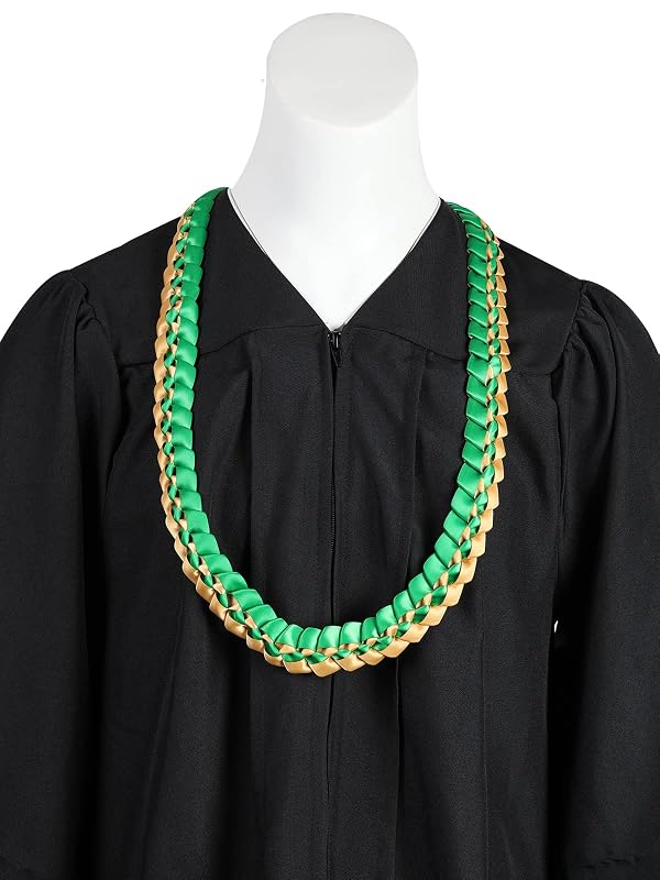 TFTAFAN Graduation Leis Ribbon Lei Necklace 2024 Braided Necklace Gift Party Accessories for Women and Men (24, Green and Gold) by TFTAFAN - Used condition - Image 3