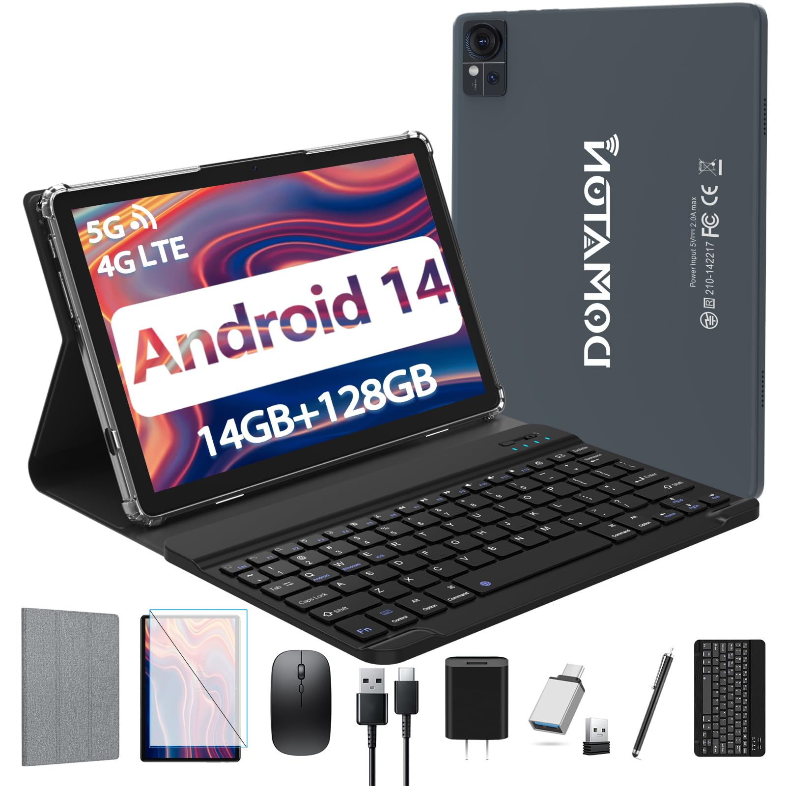 Amazon.com : Tablet, 2025 Android Tablet with Keyboard 14GB+128GB+