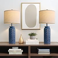 Vista 13 de Juego de 2 lámparas de mesita de noche de cerámica moderna dorada de 20.5" para decoración de dormitorio, lámpara de mesa de estilo granja