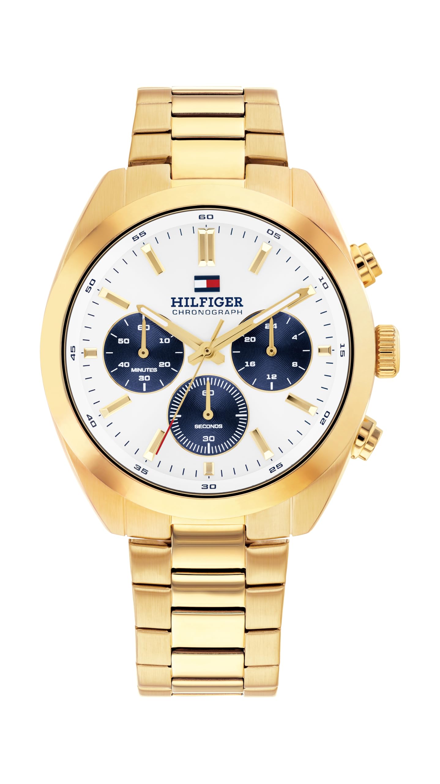 Tommy Hilfiger Men's Gold Hudson  Stainless Steel Chronograph Analogue Quartz Watch in Size 40mm, Sports Direct
