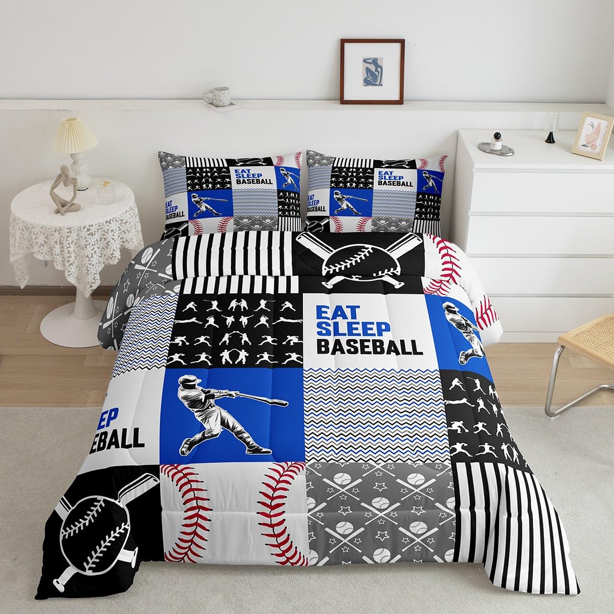 Erosebridal Baseball Bedding Full Size,Baseball Player Comforter Sets