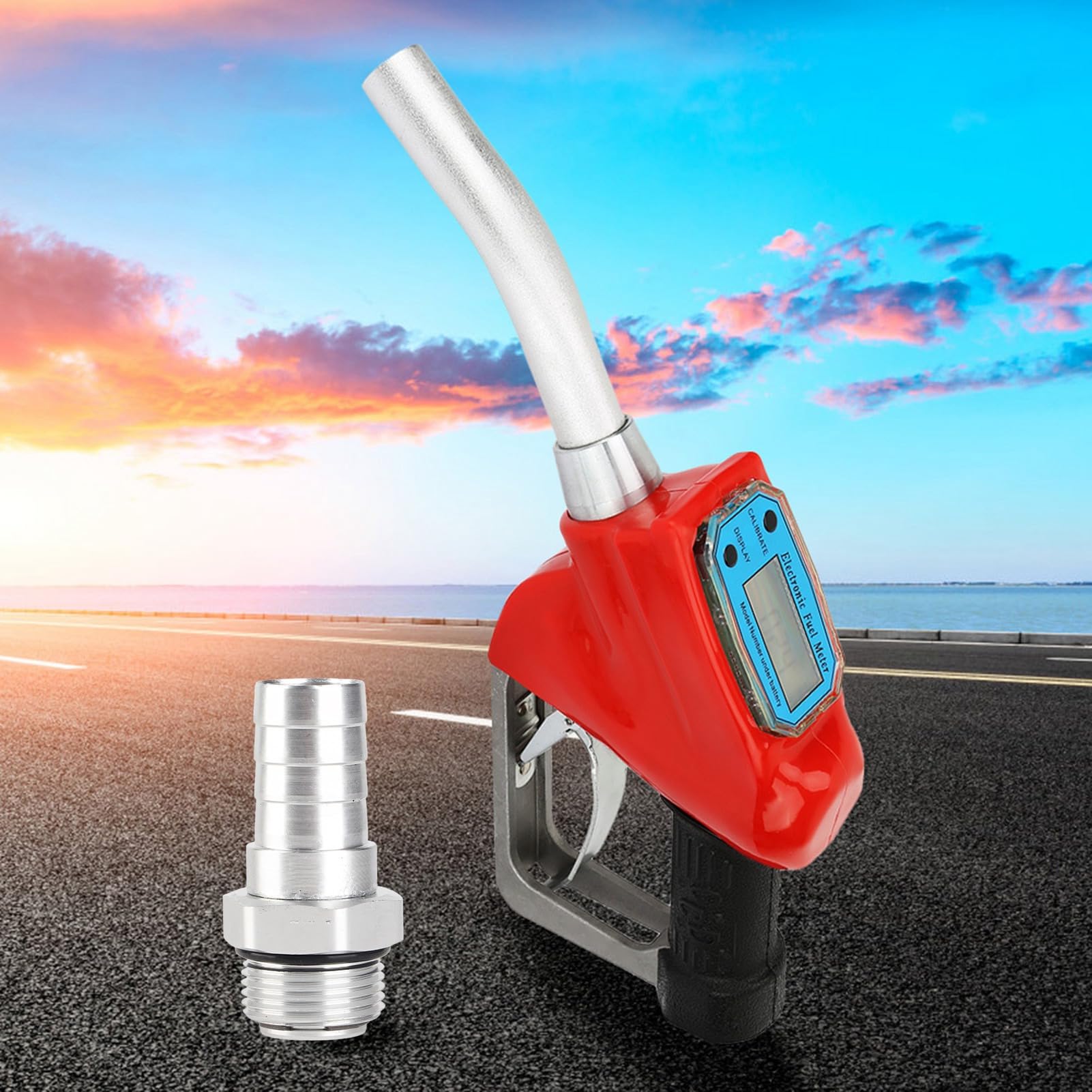 FTVOGUE Misuratore di Erogazione del Carburante Ugello Pistola Litri Galloni Pinte Quarti Ottima Attrezzatura per Il Riempimento di Olio con Batterie per Fabbriche Stazioni di Servizio