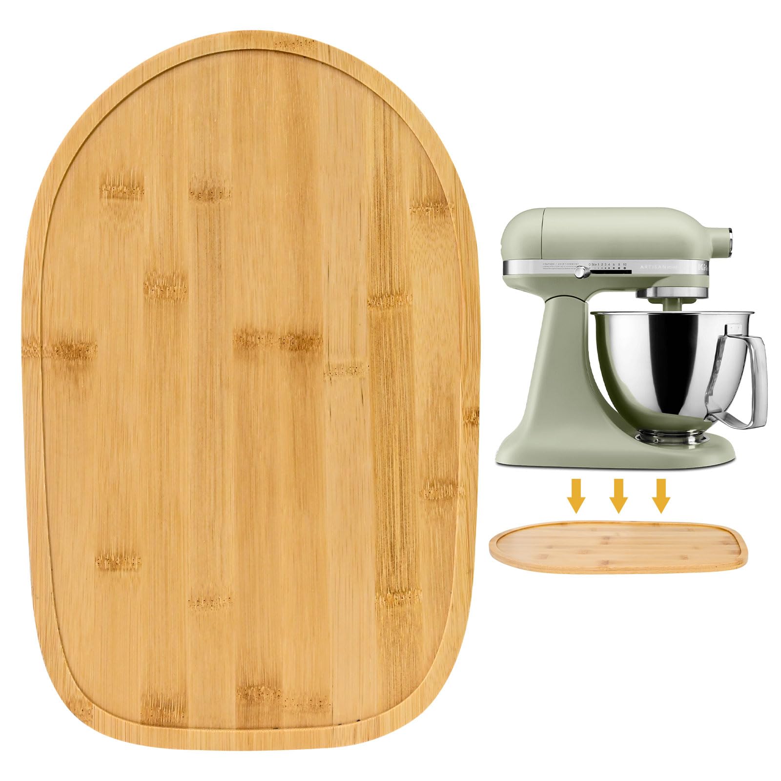 ASSRECT Bamboo Sliding Board for KitchenAid Artisan 4.5-5QT, Bamboo Appliance Slider Mat, Stand Mixer Slider Pad for Kitchen Mixer & Food Processor, Countertop Protector Accessories