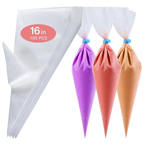 firstake Disposable Piping Bags 100pcs, 16 Inch Large Pastry Bags