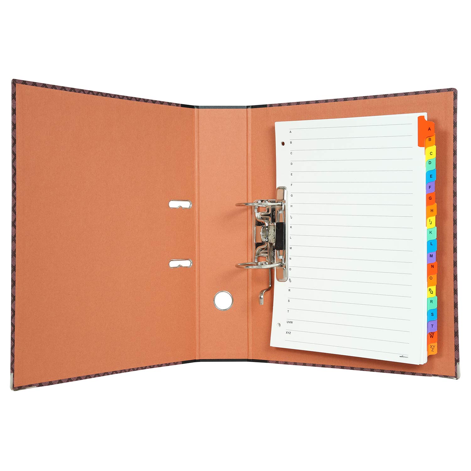 Mahavir Superial - Classeur à levier 2D Format protocole (216 mm x 343 mm), clip 70 mm, couverture thermosensible en papier et fermeture Rado - Lot de 2 - Gris et marron