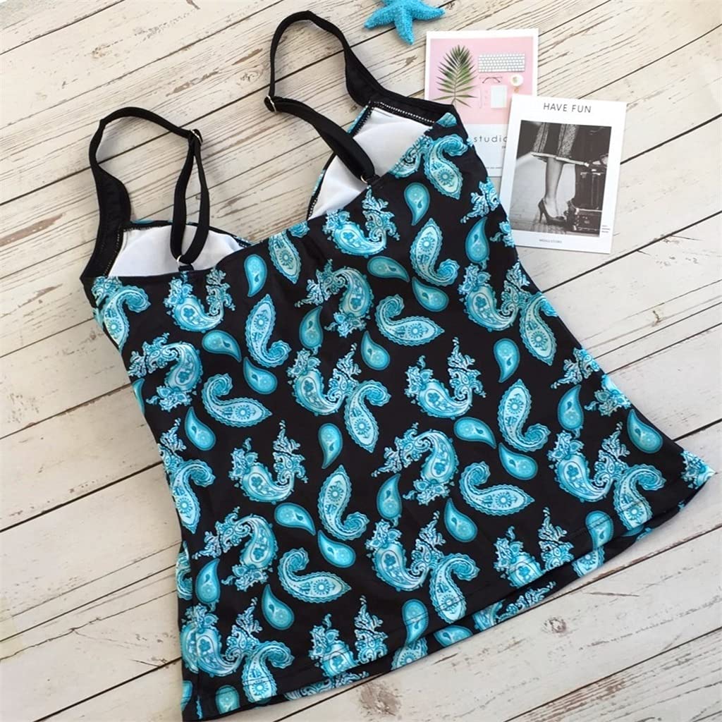 CLSDRZC Tankini ustawił vintage druk stroju kąpielowego Kobiety dwa kawałki stroje kąpielowe sport pływania w kombinezonie retro kostium kąpielowy Kobieta