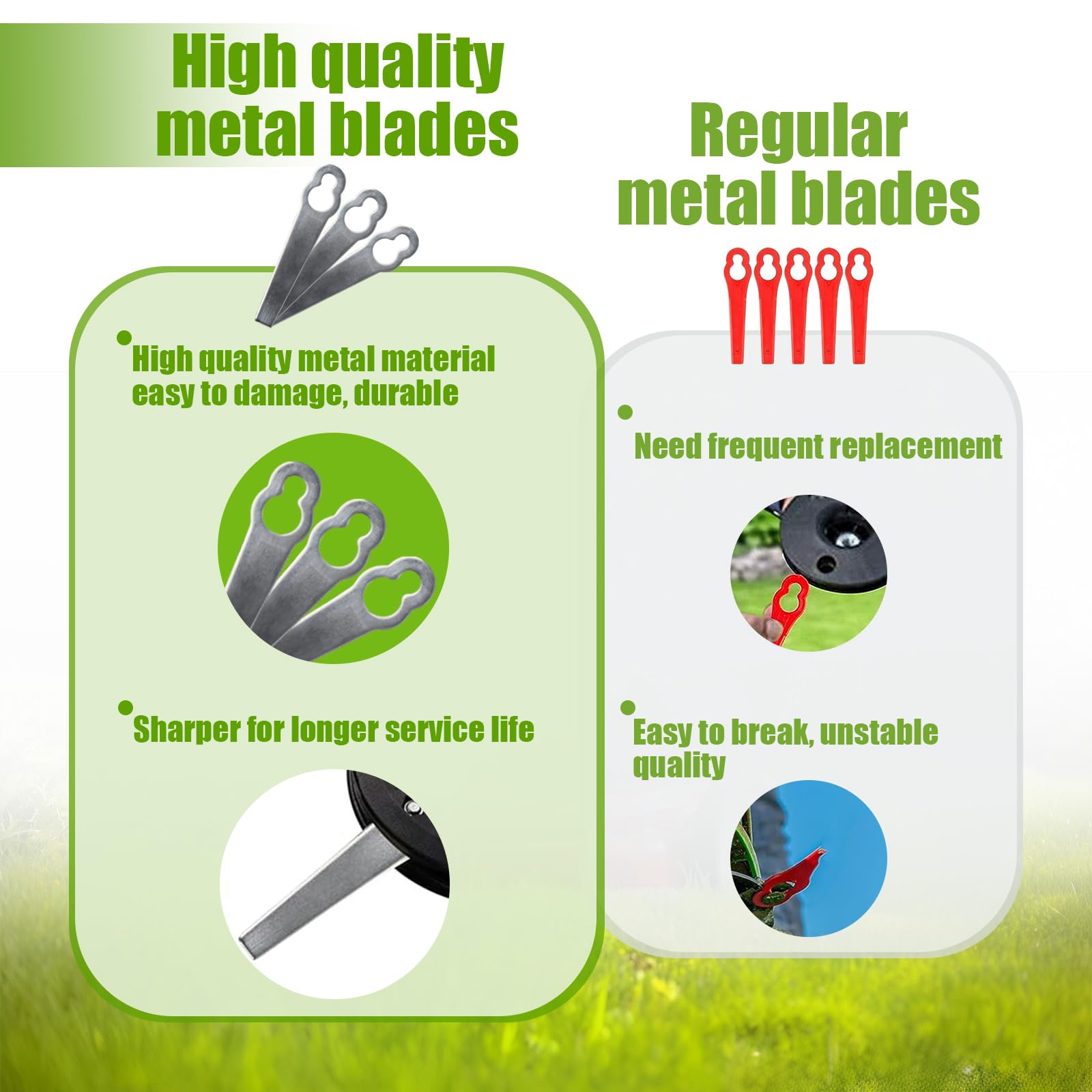 10 Lame Ricambio Per Tagliaerba - Acciaio Inox, Universali, Compatibili Con FRT18A, FRT20A1 E Altri Modelli - Foto 12