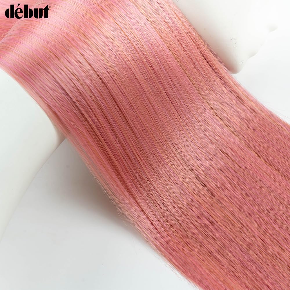 Long Straight Hair 6 Bundles 26 28 30 Inches High Temperature Fiber 300g for Full Head Synthetic Hair Weave Ombre Red to Pink
