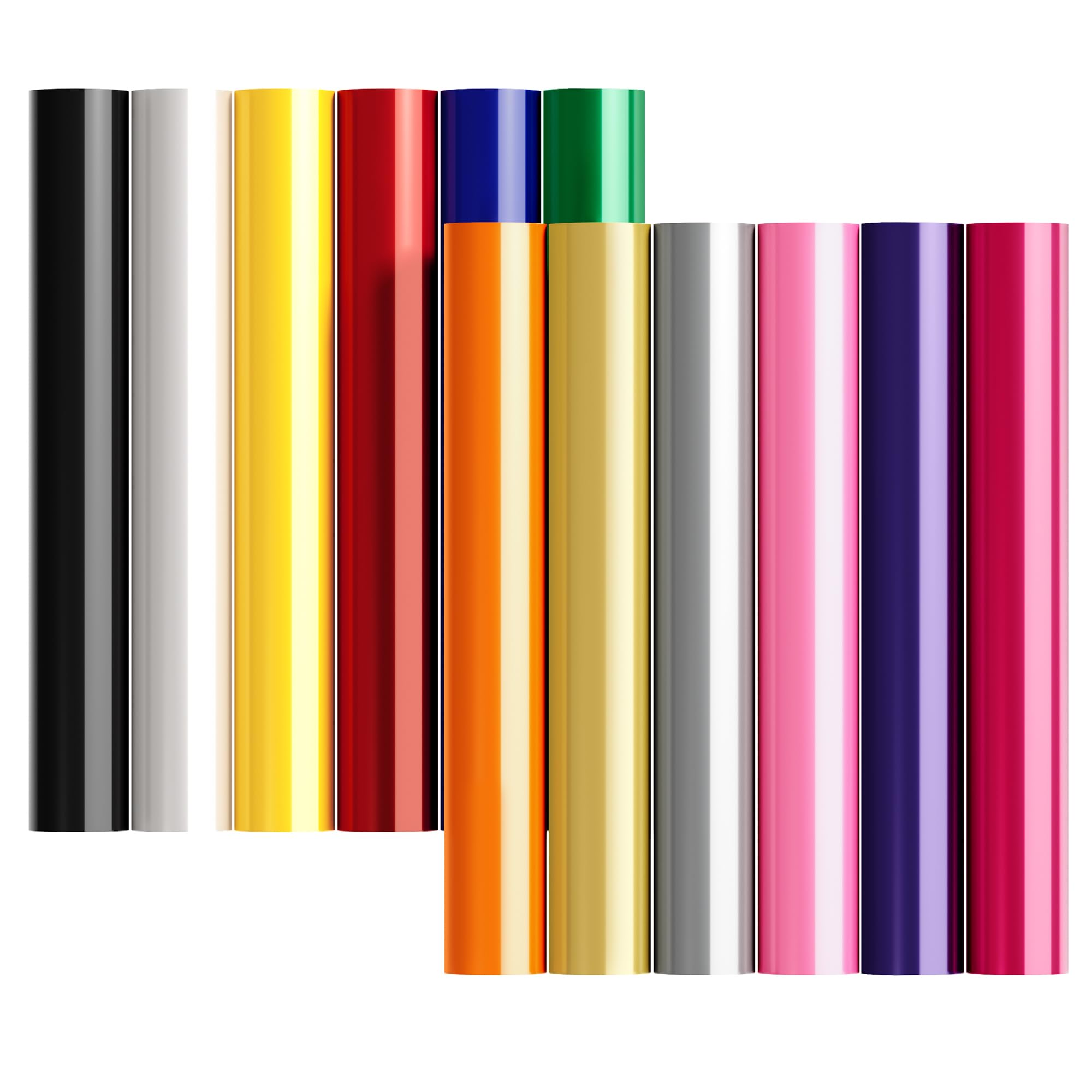 12 Rolls 12 x 5ft Heat Transfer Vinyl Bundle, Total 60ft, HTV Vinyl for T-Shirts, Iron on Vinyl Compatible with Cricut All Machine