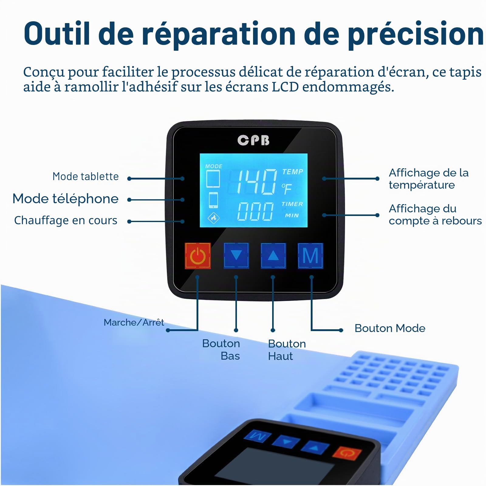 MMOBIEL Coussin Chauffant pour Écran LCD Smartphone et Tablette - Plaque Séparatrice pour Écran LCD - 38 x 22 x 0,7cm