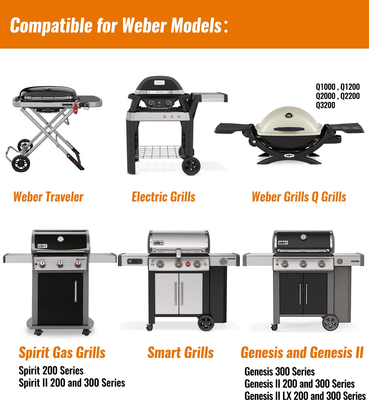 NUPICK Paquete de 55 sartenes de goteo 6415 compatibles con Weber Spirit Series, Genesis Series, parrillas de la serie Q, bandejas de grasa desechables de papel de aluminio, 8.5 x 6 pulgadas