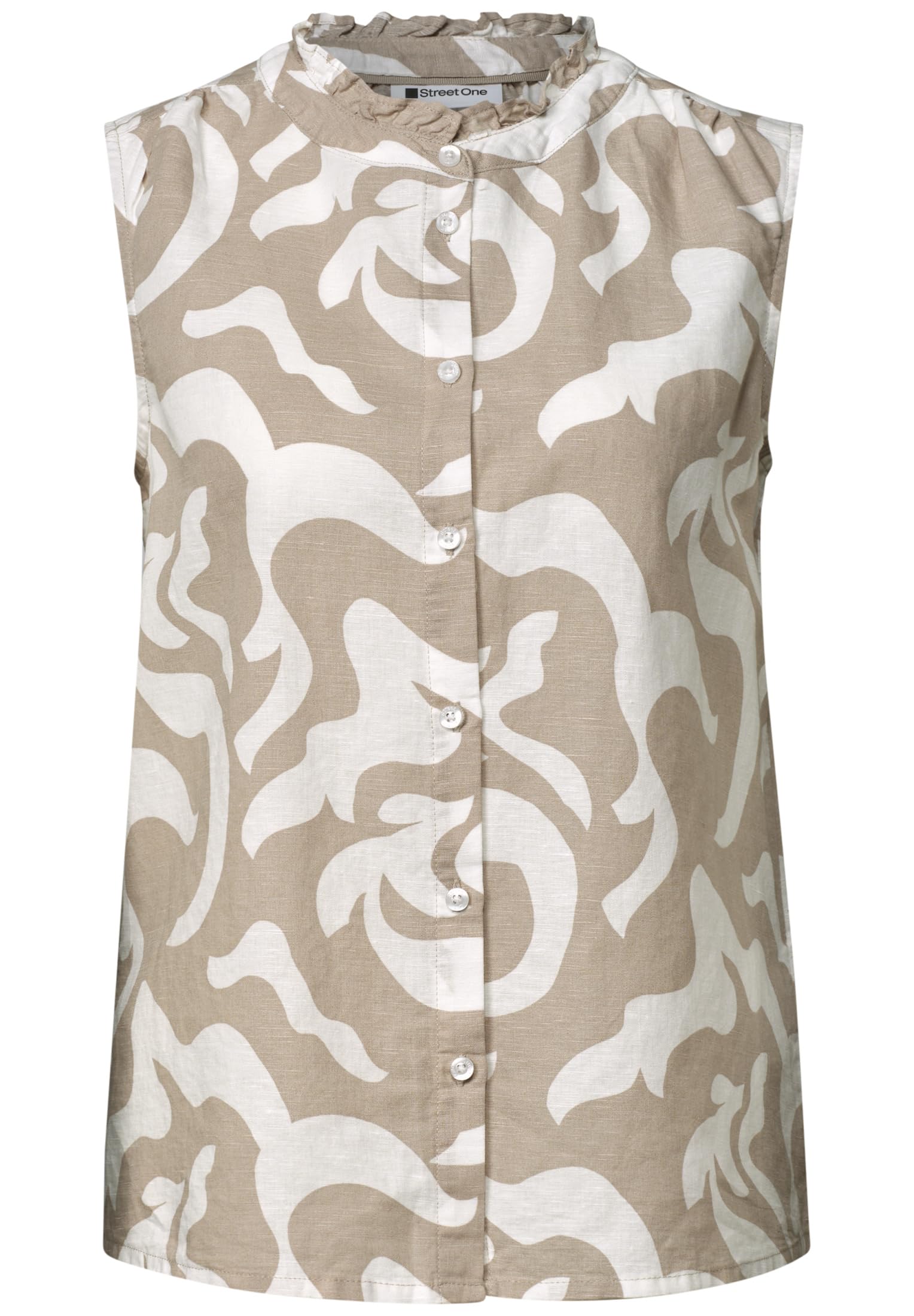 Street One Bluse aus Leinenmix mit Rüschen