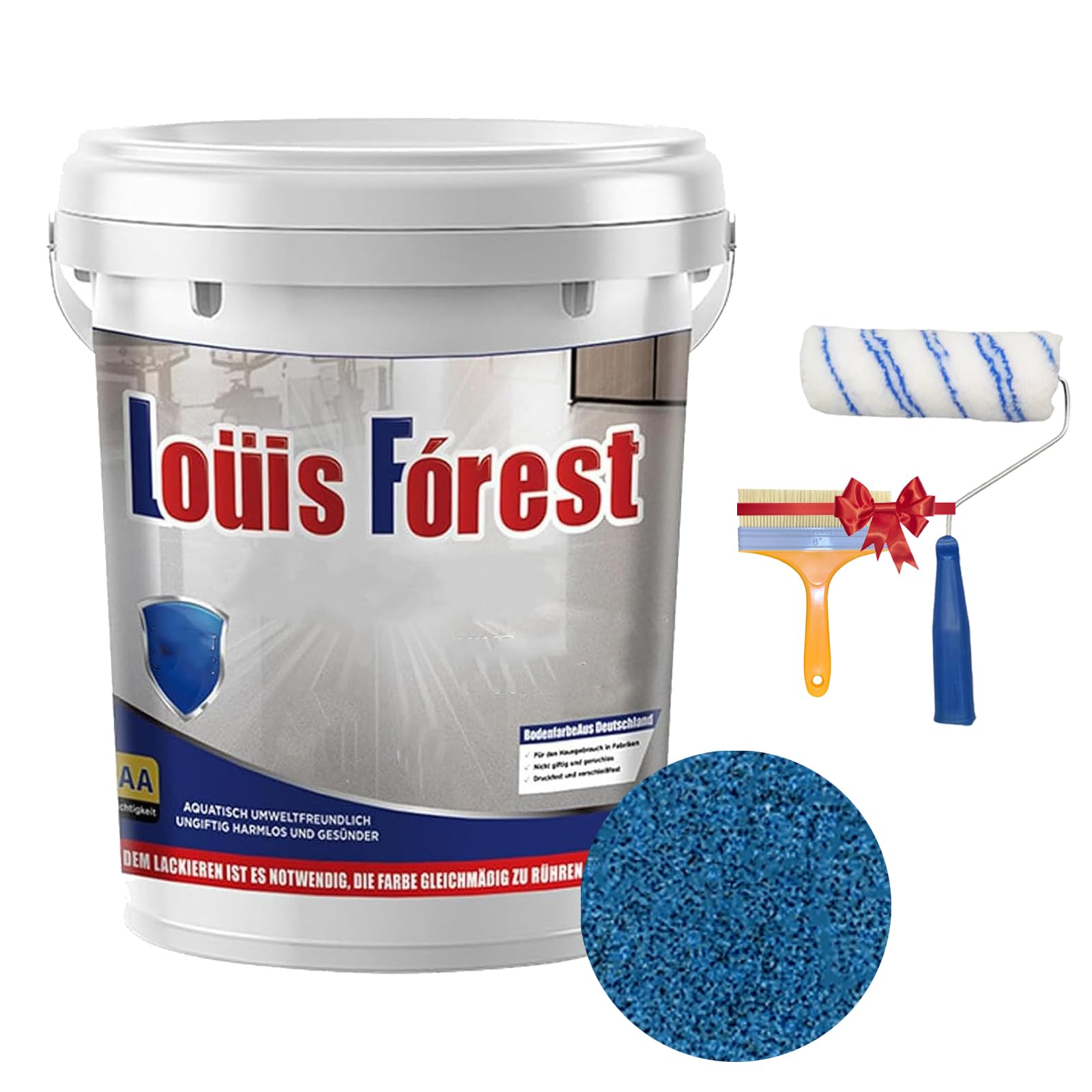 Epoxy Colored Sand Floor Paint, High Gloss Marble Effect Epoxy Floor Coating, Suitable For Both Interior And Exterior, Wear-Resistant And Anti Slip Paint (Dark Blue)